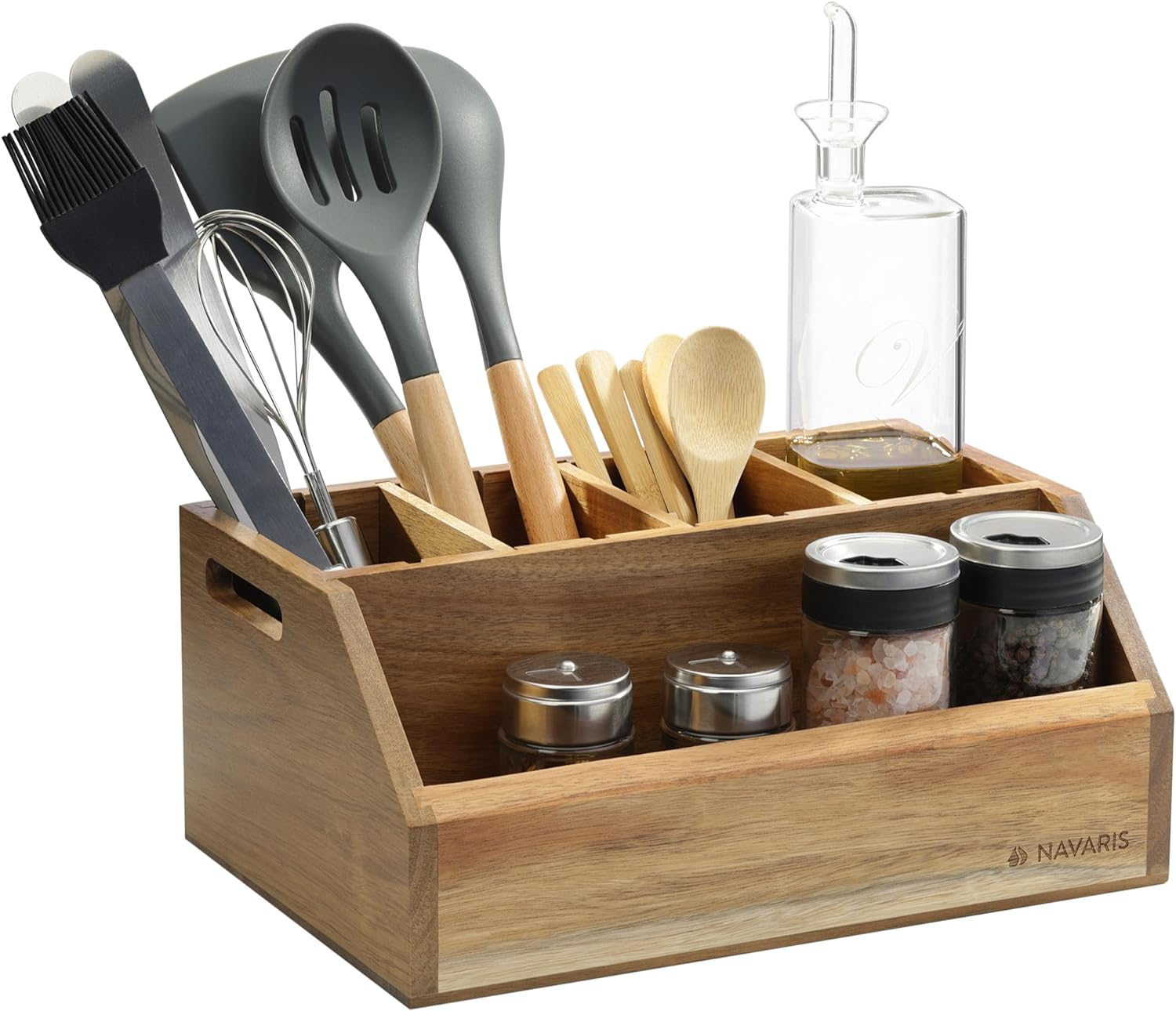 Navaris Ξύλινη Θήκη για Μαγειρικά Εργαλεία - Acacia Wood - Dark Brown - 61943.01
