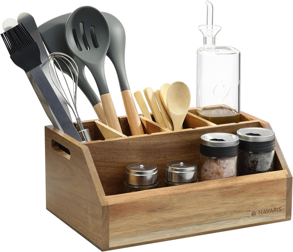 Navaris Ξύλινη Θήκη για Μαγειρικά Εργαλεία - Acacia Wood - Dark Brown - 61943.01