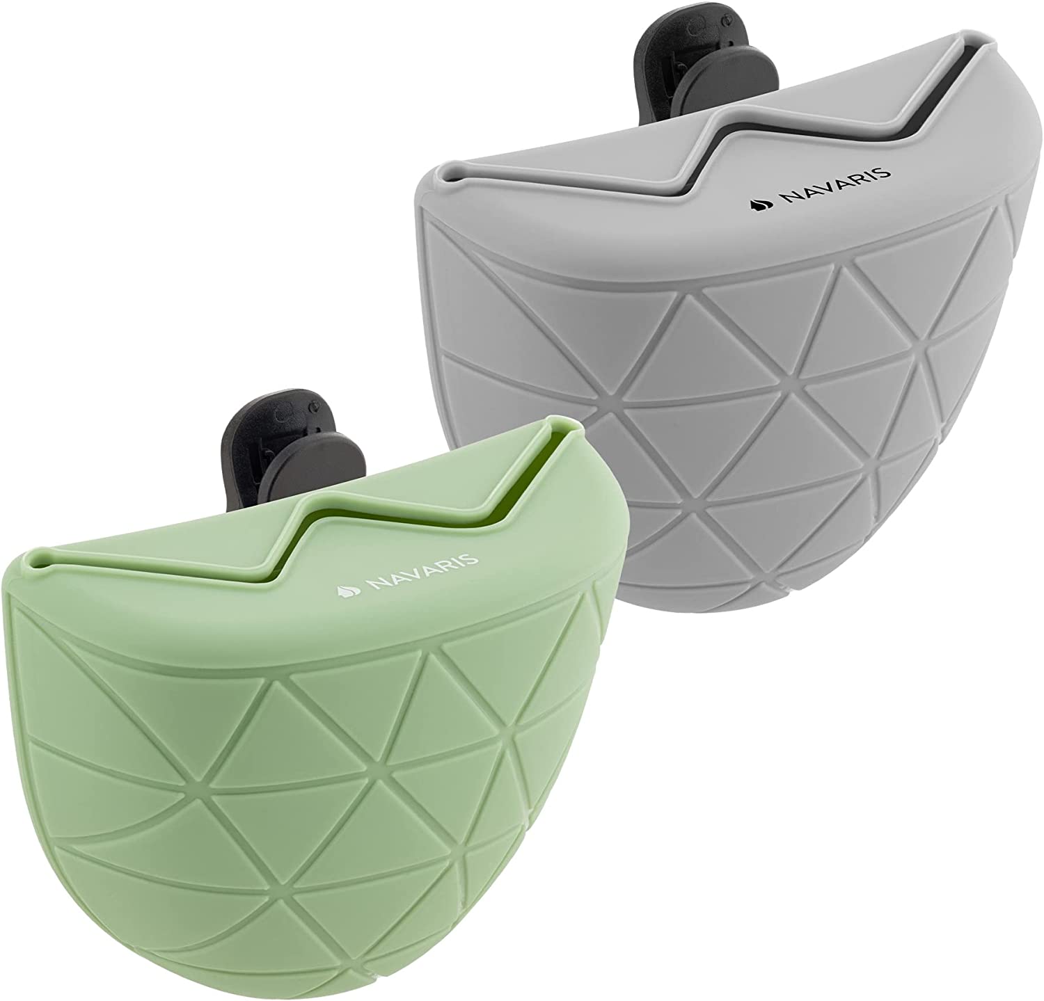 Navaris Σετ με 2 Τσάντες Σιλικόνης για Τροφή Κατοικιδίων - Green / Grey - 55467.07