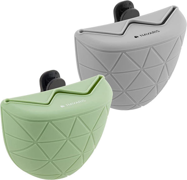 Navaris Σετ με 2 Τσάντες Σιλικόνης για Τροφή Κατοικιδίων - Green / Grey - 55467.07