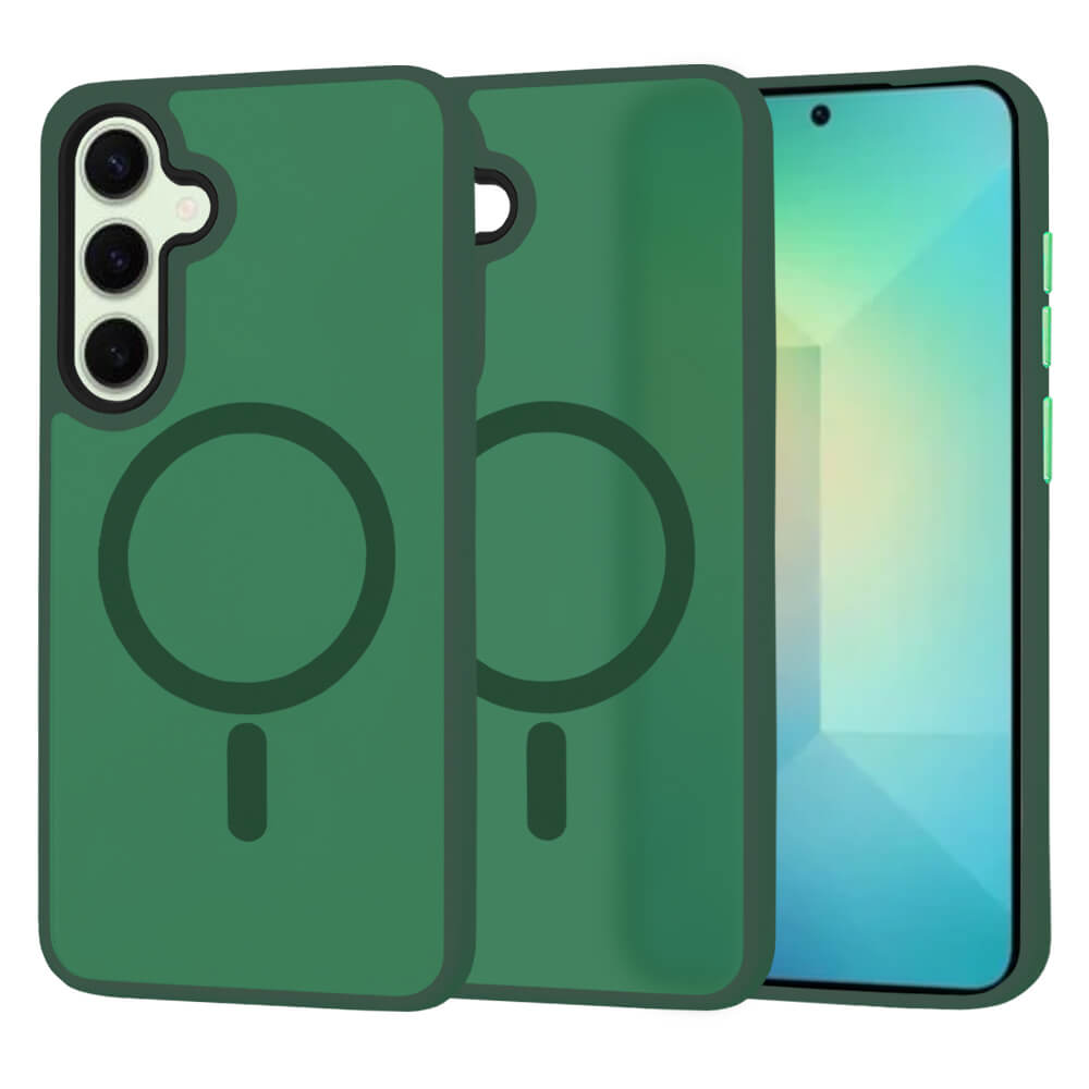 Techsuit Samsung Galaxy S25 - HaloFrost MagSafe Series - Σκληρή Θήκη με Πλαίσιο Σιλικόνης - Midnight Green