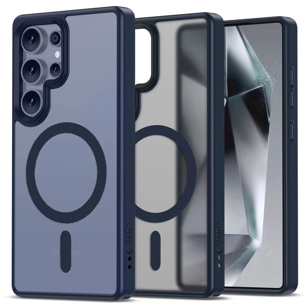 Tech-Protect Samsung Galaxy S25 Ultra MagMat Σκληρή Θήκη με Πλαίσιο Σιλικόνης και MagSafe - Matte Navy / Ημιδιάφανη