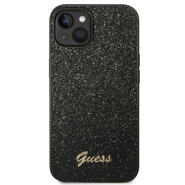 Guess iPhone 14 Plus Glitter Script Σκληρή Θήκη με Πλαίσιο Σιλικόνης - Βlack - GUHCP14MHGGSHK