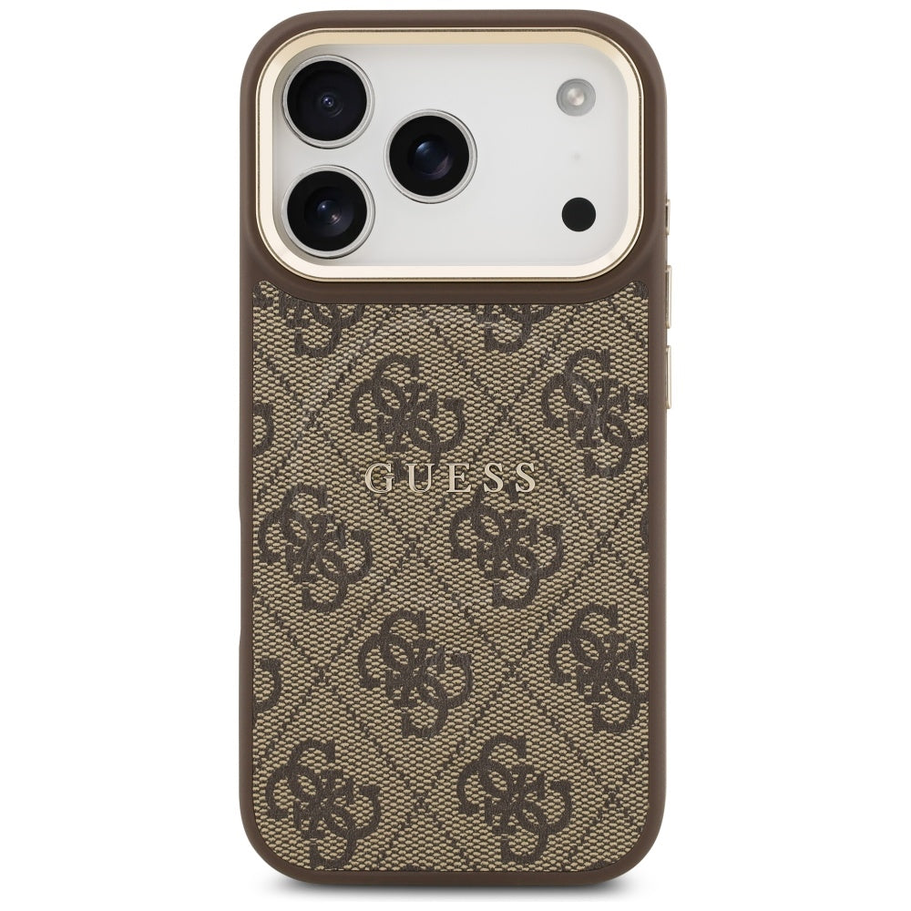 Guess iPhone 17 Pro - 4G PU Classic Logo MagSafe - Σκληρή Θήκη με Πλαίσιο Σιλικόνης και Επένδυση Οικολογικού Δέρματος - Brown - GUHMP17LP4MSEGCW