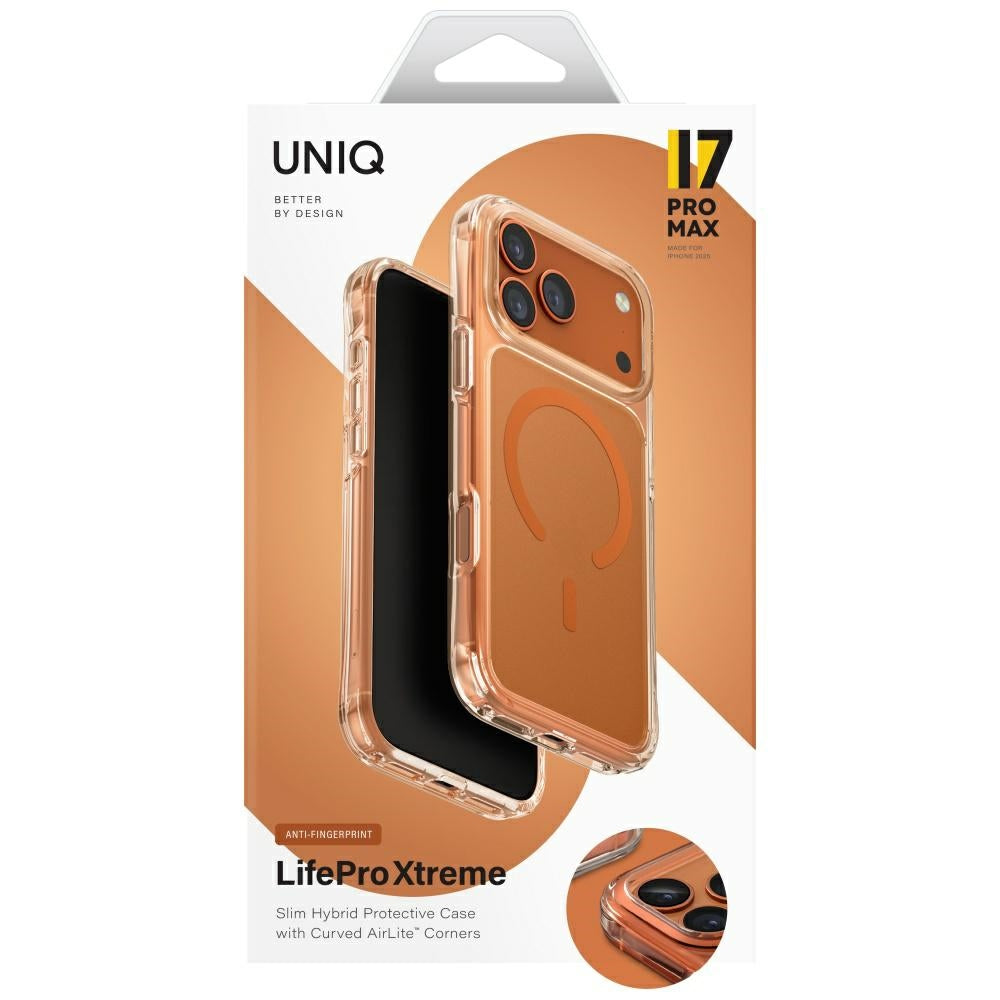 Uniq iPhone 17 Pro Max - LifePro Xtreme Magclick - Σκληρή Θήκη με Πλαίσιο Σιλικόνης και MagSafe - Clear / Orange