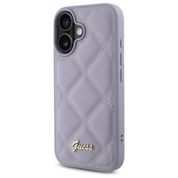 Guess iPhone 16 - Quiled Metal Logo Θήκη με Επένδυση Συνθετικού Δέρματος - Purple - GUHCP16SPSQSQSU