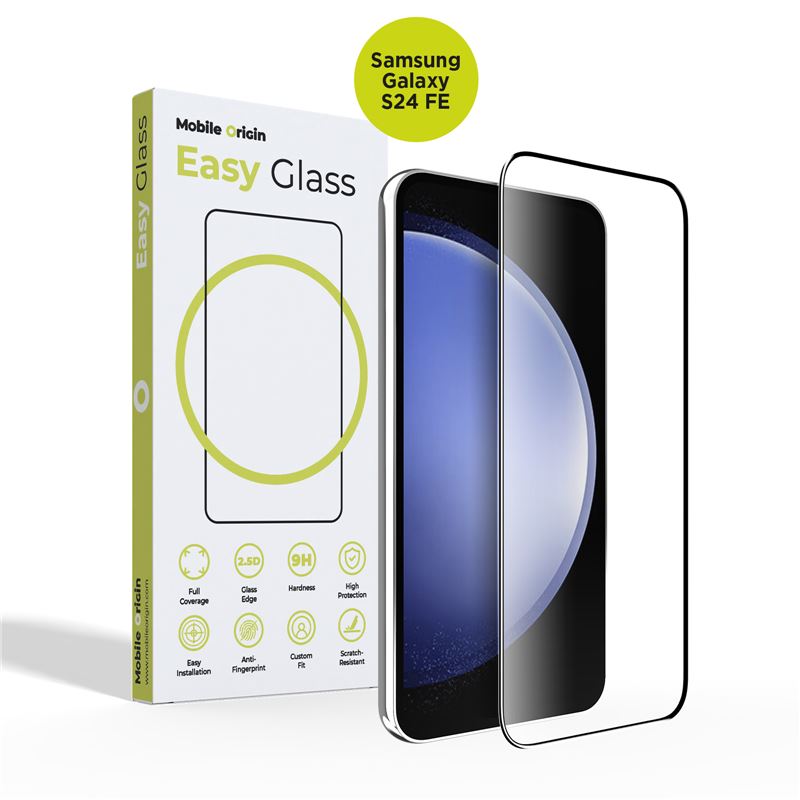 Mobile Origin Samsung Galaxy S24 FE EasyGlass Case Friendly 9H Full Screen Full Glue Tempered Glass Αντιχαρακτικό Γυαλί Οθόνης - Black