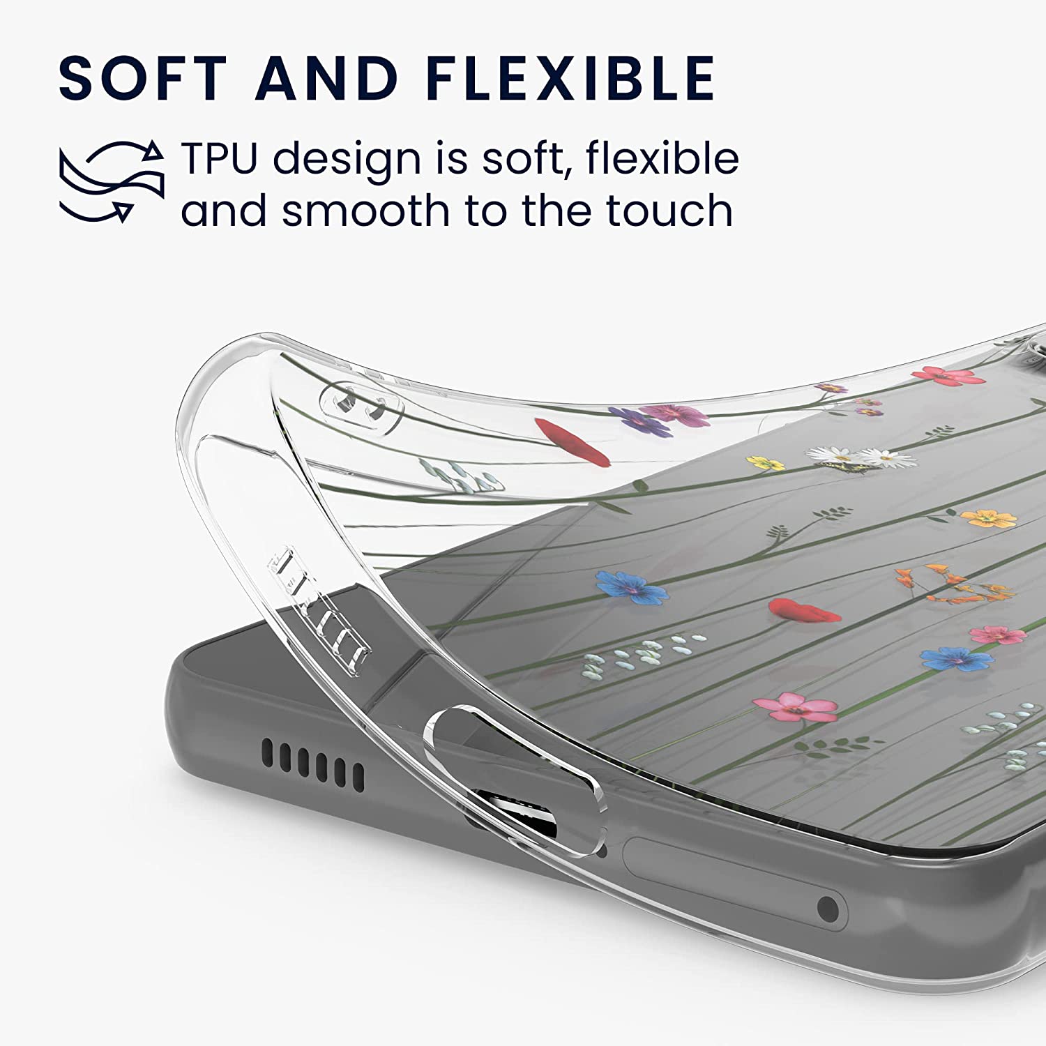 KW Samsung Galaxy A53 5G Θήκη Σιλικόνης TPU Design Wildflower Vines - Multicolor - Διάφανη - 58384.03