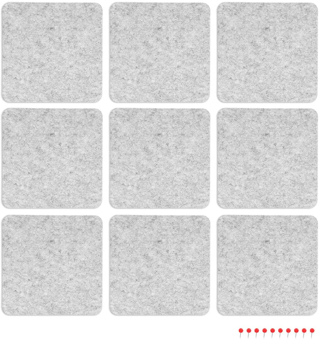 Navaris Square Felt Memo Boards - Σετ με 9 Πίνακες Ανακοινώσεων και Πινέζες - Light Grey - 46231.02.25
