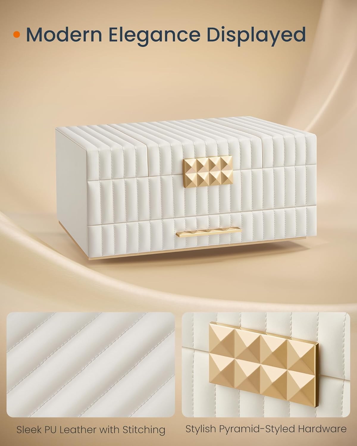 Songmics Κουτί Αποθήκευσης Κοσμημάτων με Αποσπώμενο Καθρέπτη - Cloud White - JBC184W01