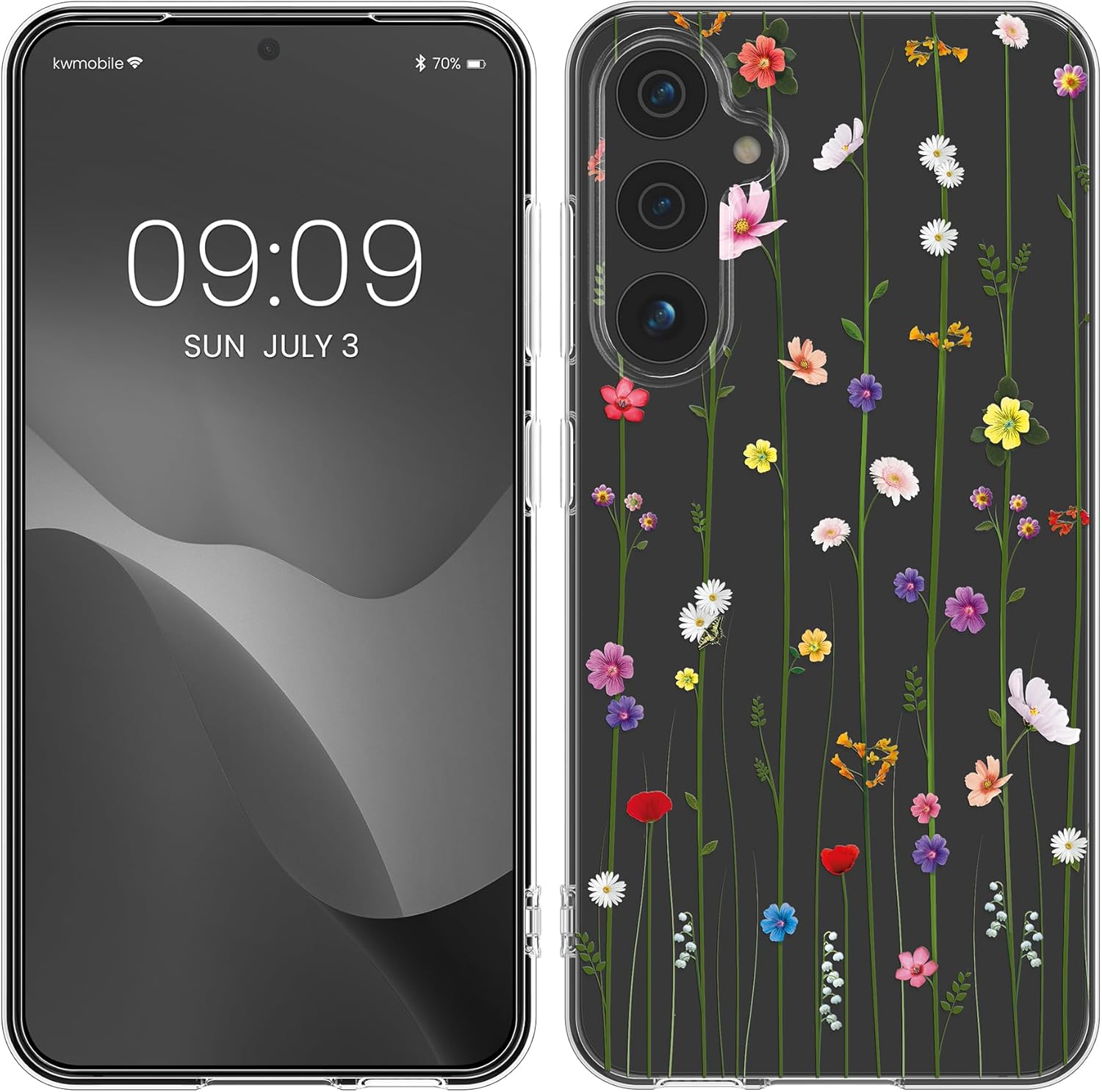 KW Samsung Galaxy A55 5G Λεπτή Θήκη Σιλικόνης TPU - Design Wild Flowers Tendril - Multicoloured / Διάφανη