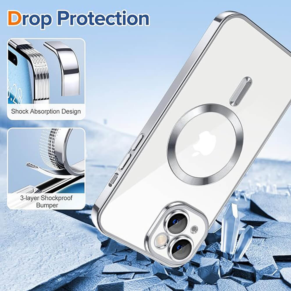 Techsuit iPhone 15 - Luxury Crystal MagSafe - Θήκη Σιλικόνης - Silver
