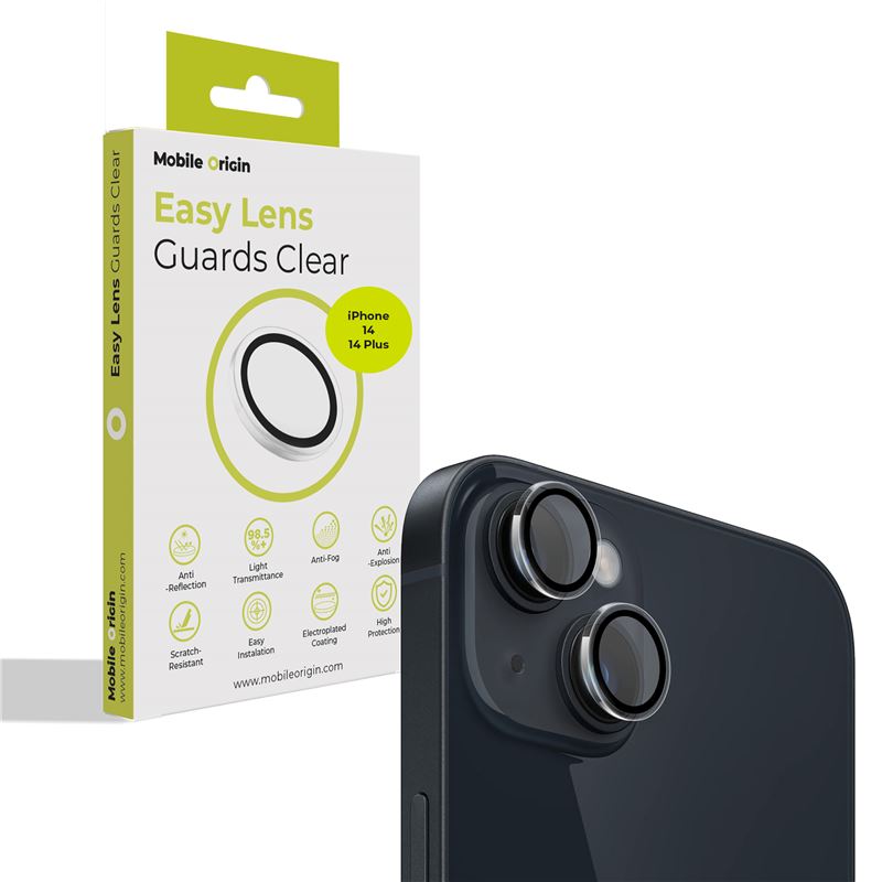 Mobile Origin Easy Lens Guards iPhone 14 / iPhone 14 Plus - Προστασία Κάμερας - Αντιχαρακτικό Γυαλί - Διάφανο
