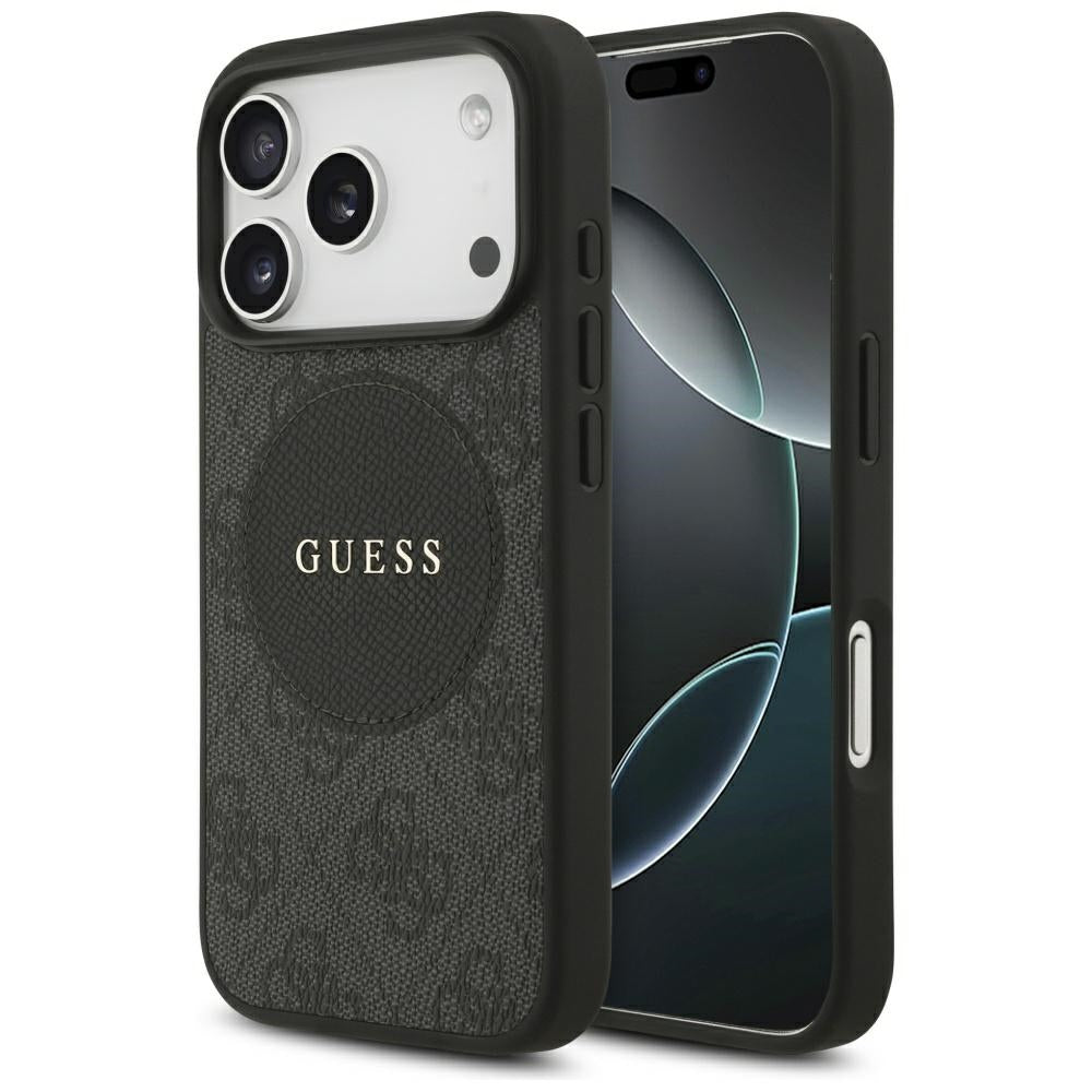 Guess iPhone 17 Pro - 4G Circle Classic Logo MagSafe - Θήκη με Επένδυση Συνθετικού Δέρματος - Black - GUHMP17LP4PGRSGK