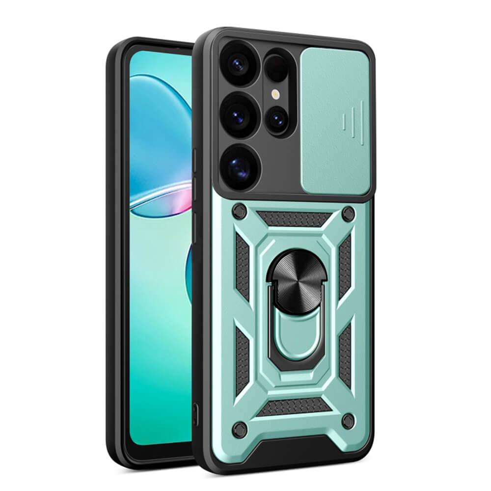 Techsuit Samsung Galaxy S25 Ultra - CamShield - Σκληρή Θήκη με Προστασία Καμερών και Δαχτυλίδι Συγκράτησης - Green