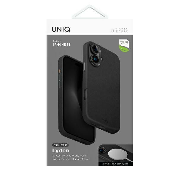 Uniq iPhone 16 - Lyden MagClick - Σκληρή Θήκη με Επένδυση Συνθετικού Δέρματος και MagSafe - Dallas Black