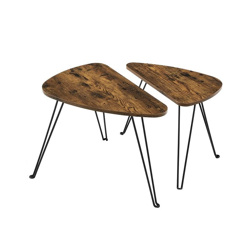 Vasagle Σετ με 2 Τραπεζάκια με Ξύλινη Επιφάνεια και Μεταλλικά Πόδια - Vintage Brown / Black - LNT012B01