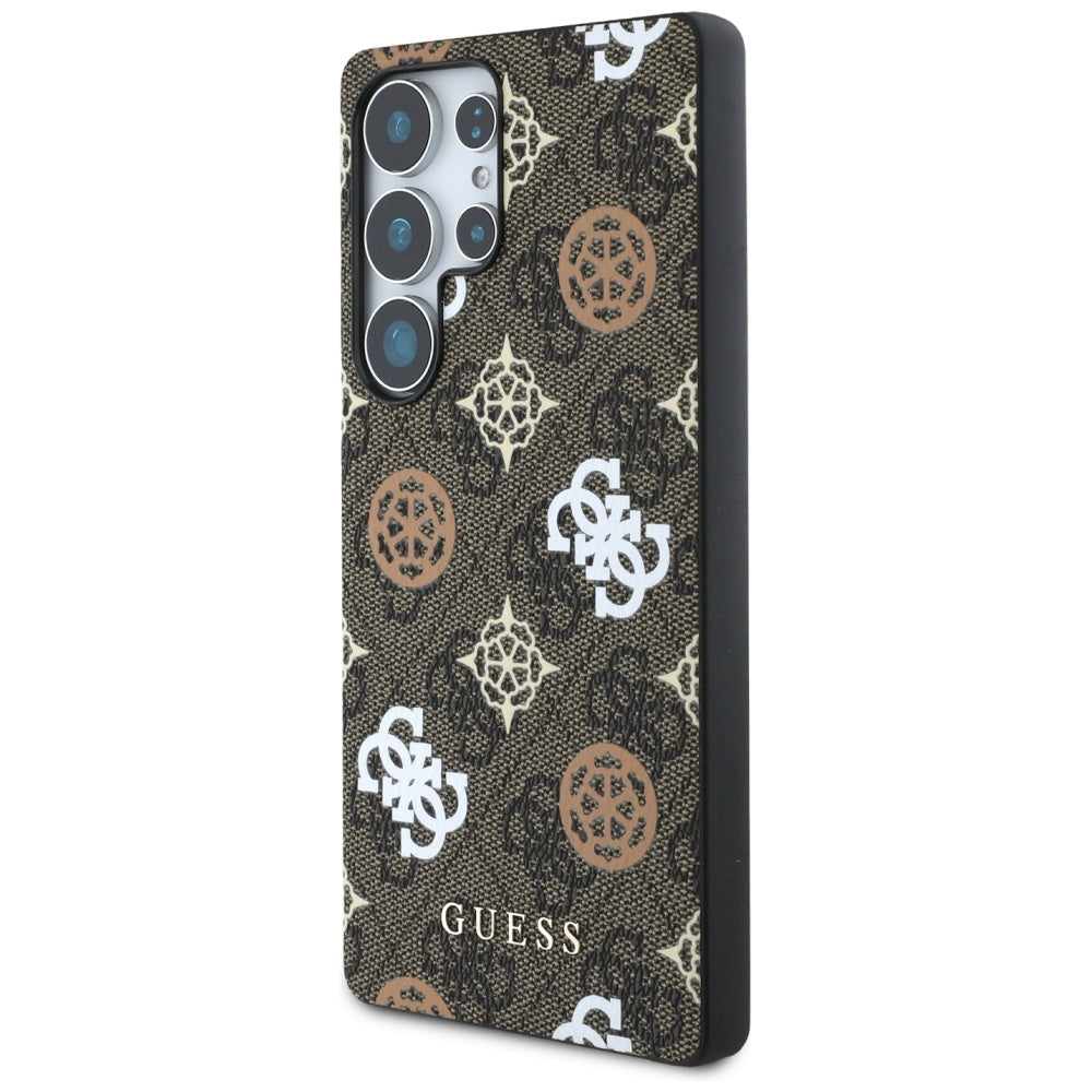 Guess Samsung Galaxy S25 Ultra - 4G Printed Colored Peony Pattern - MagSafe Θήκη με Επένδυση Συνθετικού Δέρματος - Brown - GUHMS25LP4PWPW