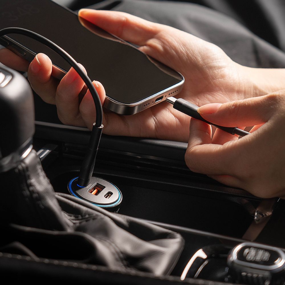 Ringke PD30W / QC3.0 Φορτιστής Αυτοκινήτου Γρήγορης Φόρτισης με 2 Θύρες Type C και 1 Θύρα USB - Black