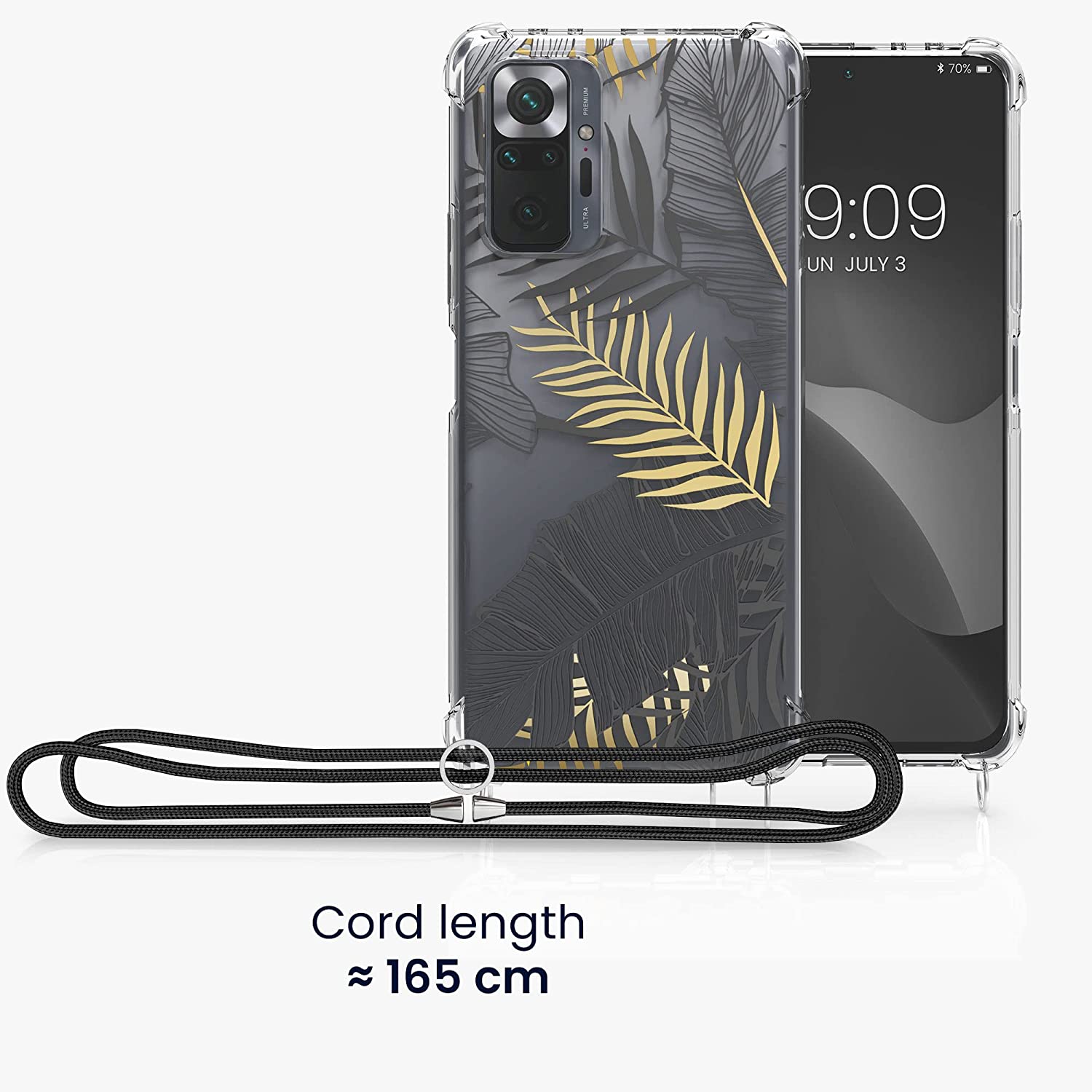 KW Xiaomi Redmi Note 10 Pro Θήκη Σιλικόνης TPU με Λουράκι Design Jungle - Gold / Grey - Διάφανη - 56529.01