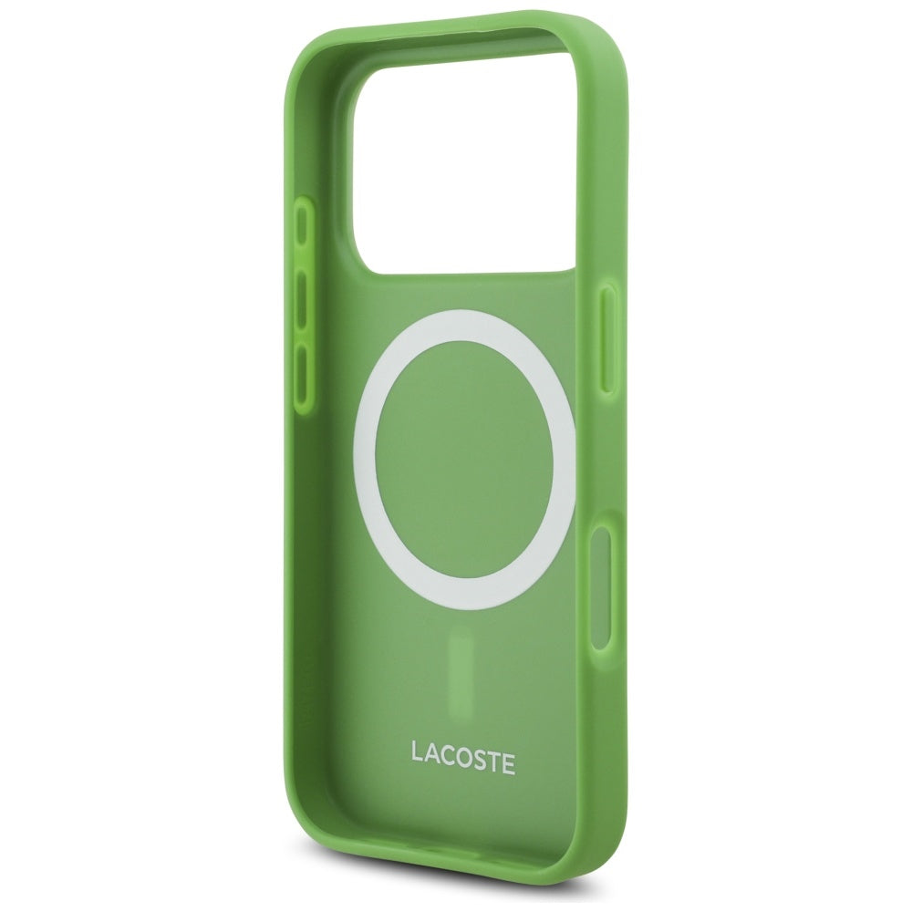 Lacoste iPhone 17 Pro - Iconic Petit Pique Woven Logo MagSafe - Σκληρή Θήκη με Πλαίσιο Σιλικόνης - Green