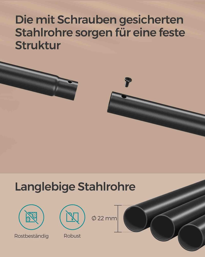 Songmics Τροχήλατη Επεκτεινόμενη Κρεμάστρα Δαπέδου - Ράγα Ρούχων - Rustic Brown / Black - HSR151B01