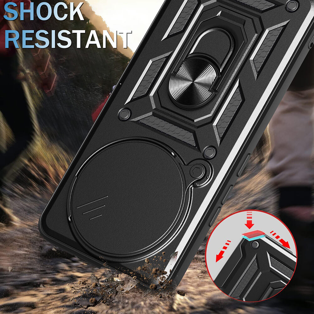 Techsuit Xiaomi Redmi Note 14 Pro+ 5G - CamShield - Σκληρή Θήκη με Προστασία Καμερών και Δαχτυλίδι Συγκράτησης - Black