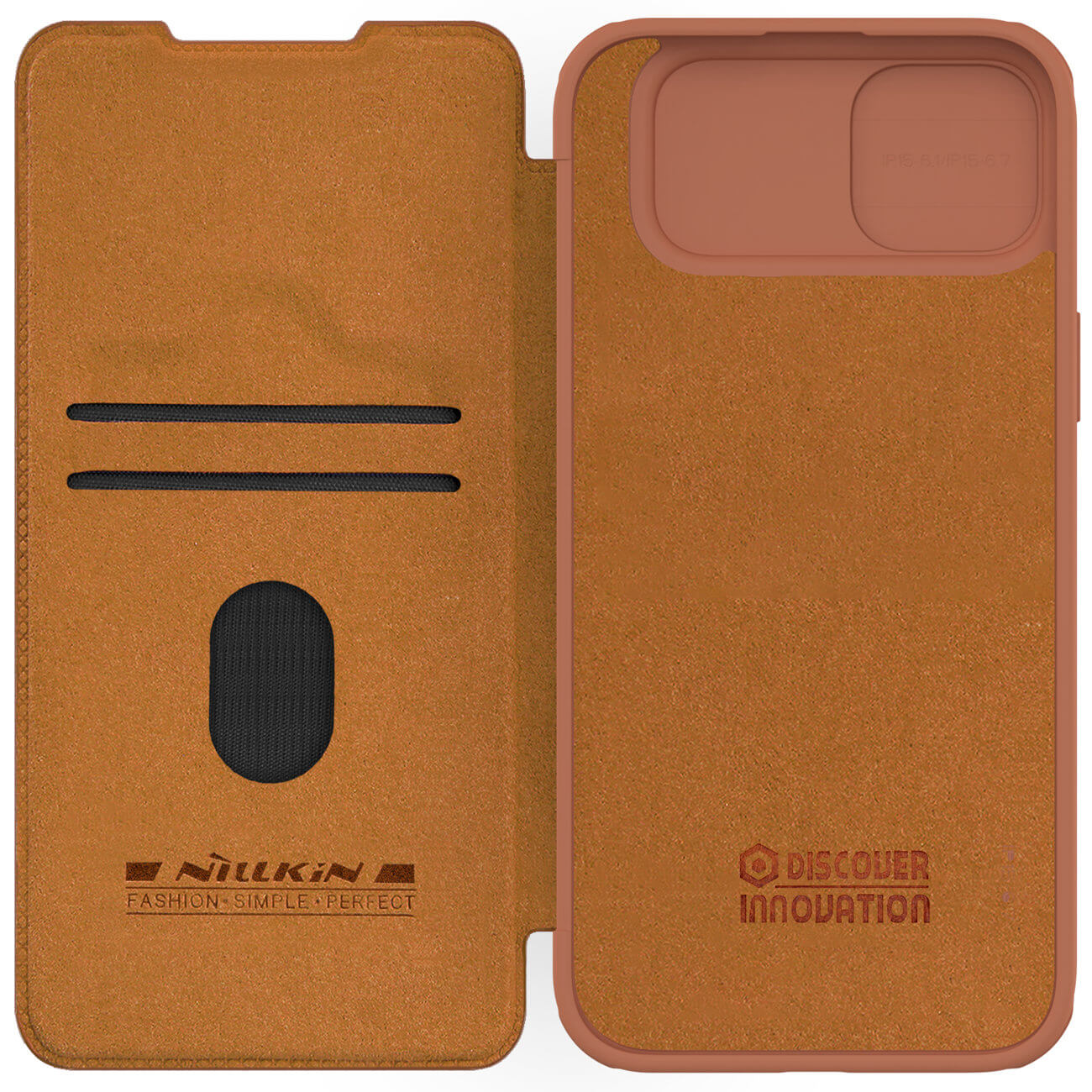 Nillkin iPhone 15 Plus Qin Pro Leather Θήκη Βιβλίο με Κάλυμμα για την Κάμερα - Brown