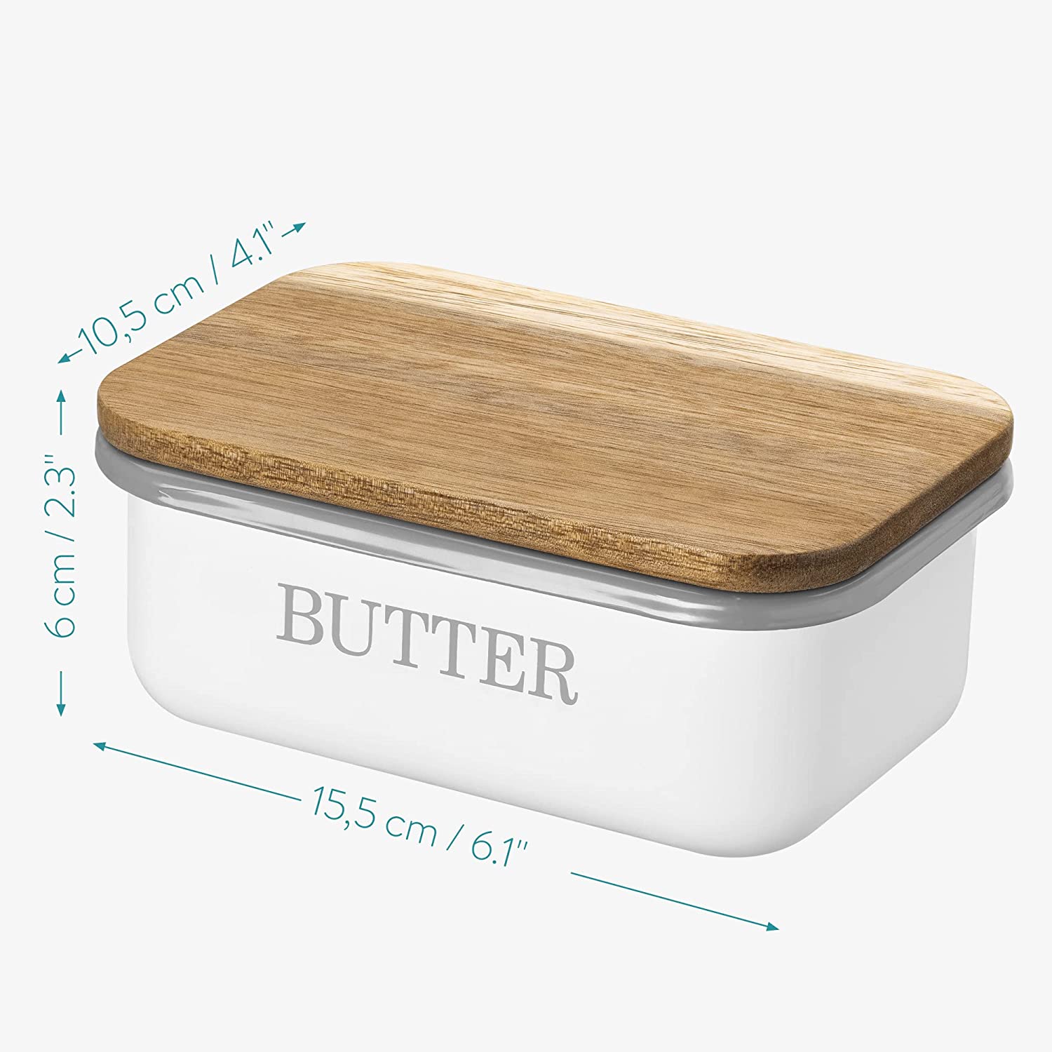 Navaris Δοχείο Αποθήκευσης Βουτύρου με Καπάκι - White / Bamboo - 49985.02