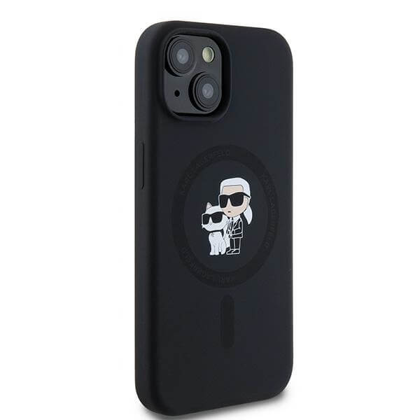 Karl Lagerfeld iPhone 13 / 14 / 15 - Silicone Karl and Choupette - Θήκη Σιλικόνης με MagSafe - Black - KLHMP15SSCMKCRHK