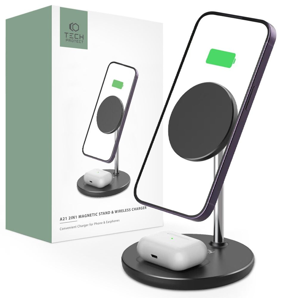 Tech-Protect A21 2in1 Ασύρματος Μαγνητικός Φορτιστής QI15W - Black