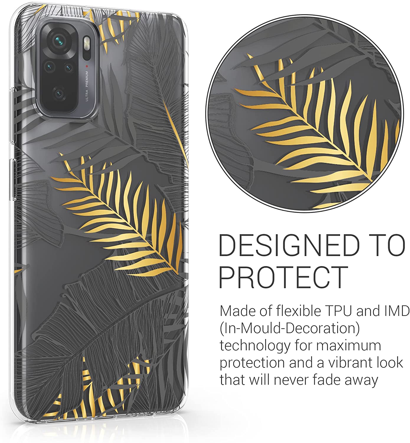 KW Xiaomi Redmi Note 10 / Note 10s / Poco M5s Θήκη Σιλικόνης TPU Design Jungle - Διάφανη / Gold / Grey - 54549.04