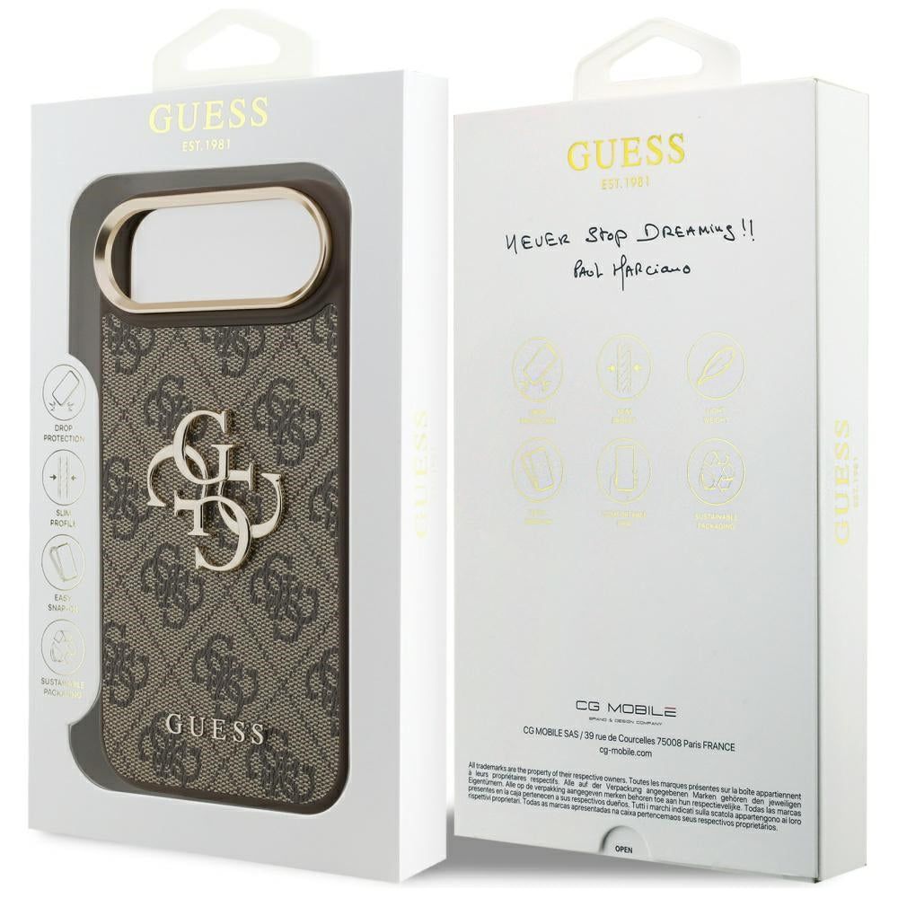 Guess iPhone Air - 4G Big 4G Classic Logo - Σκληρή Θήκη με Πλαίσιο Σιλικόνης και Επένδυση από Οικολογικό Δέρμα - Brown / Gold - GUHCP17M4GMGCBR