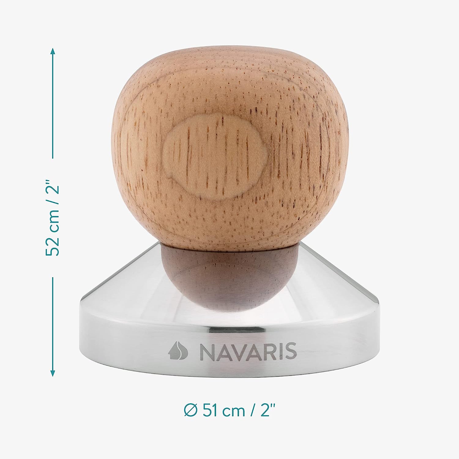 Navaris Πατητήρι για Καφέ Εσπρέσο από Ανοξείδωτο Ατσάλι με Ξύλινη Λαβή - 51 mm - 59913.01