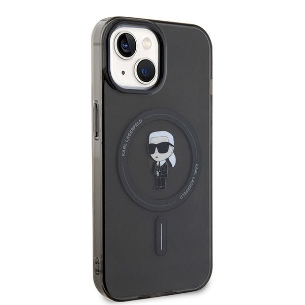 Karl Lagerfeld iPhone 15 / 14 / 13 - IML Ikonik Magsafe Σκληρή Θήκη με Πλαίσιο Σιλικόνης και MagSafe - Black - KLHMP15SHFCKNOK