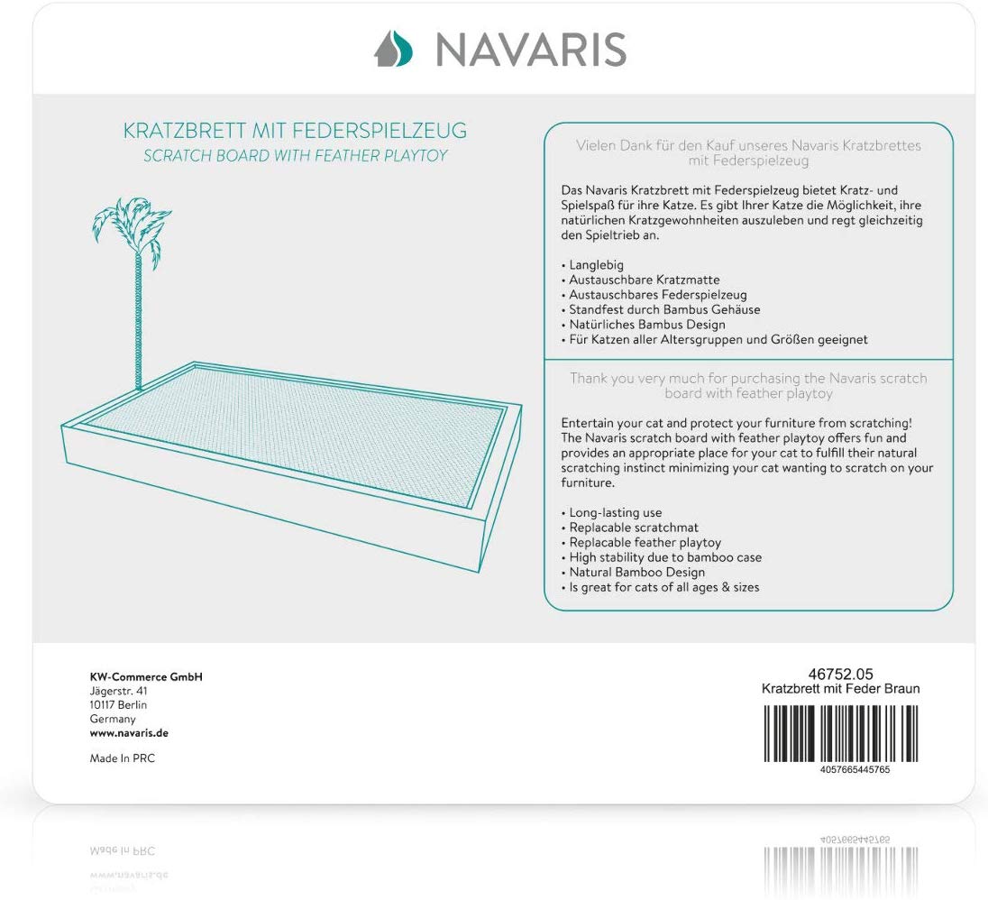 Navaris Cat Scratching Board - Ονυχοδρόμιο για Γάτες - XXL - 44 x 25 x 4 cm - Bamboo - 46752.05