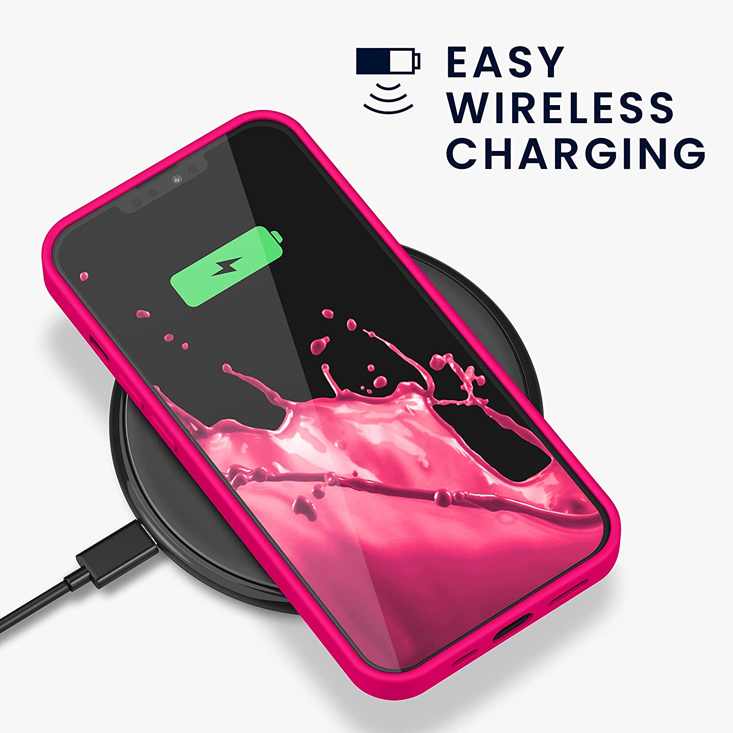 KW iPhone 13 Θήκη Σιλικόνης Rubberized TPU - Neon Pink - 55948.77