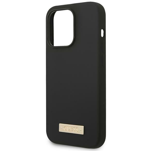 Guess iPhone 14 Pro Max Silicone Logo Plate MagSafe Θήκη Σιλικόνης με MagSafe - Black - GUHMP14XSBPLK