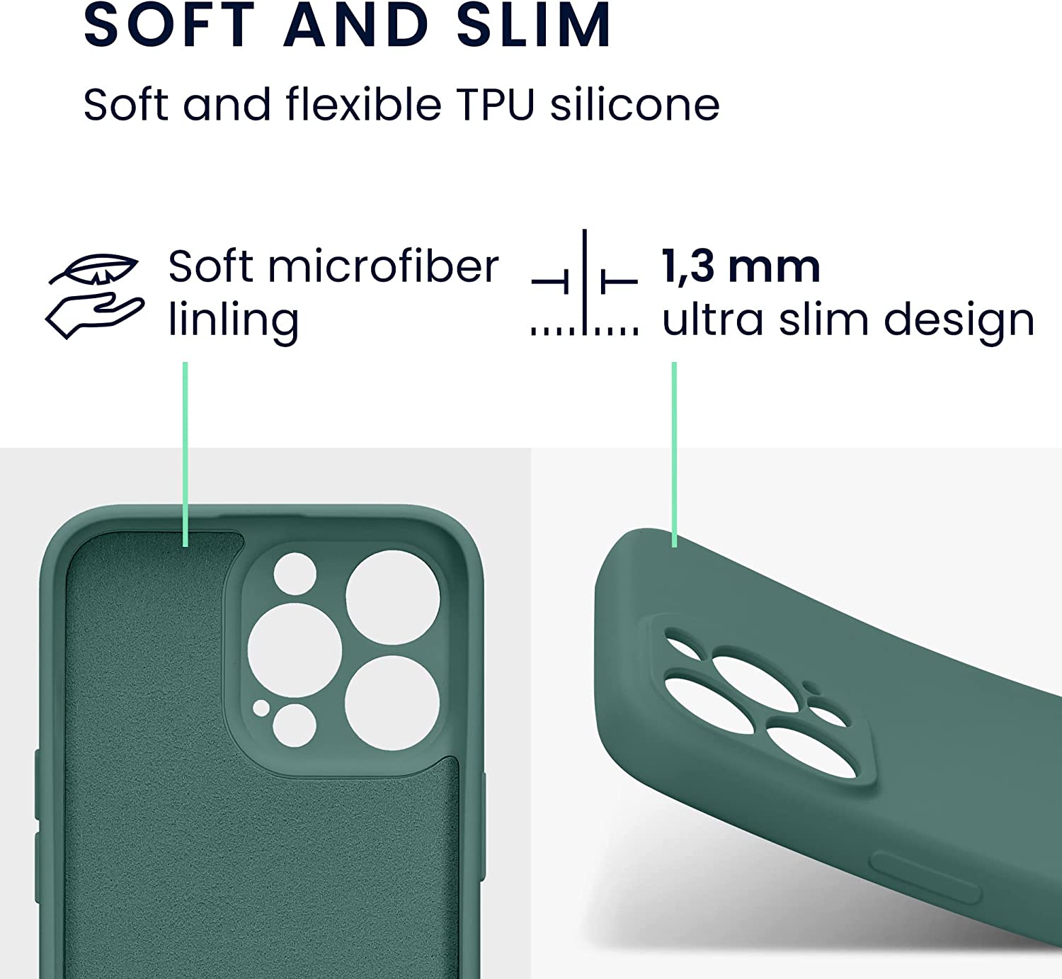 KW iPhone 13 Pro Θήκη Σιλικόνης Rubberized TPU - Forest Green - 58955.166