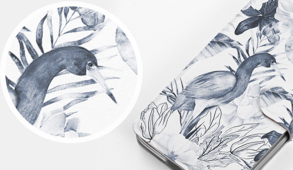 Mobiwear iPhone 14 Pro Θήκη Βιβλίο Slim Flip - Design Exotic Bird Crane and Flowers - MX09S