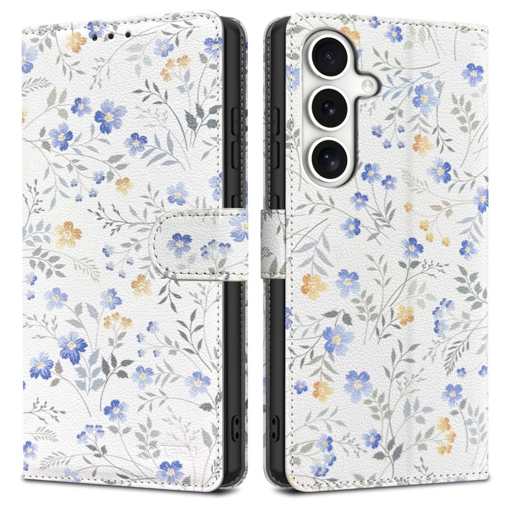 Tech-Protect Samsung Galaxy S25 Θήκη Πορτοφόλι Stand από Δερματίνη - Spring Flowers