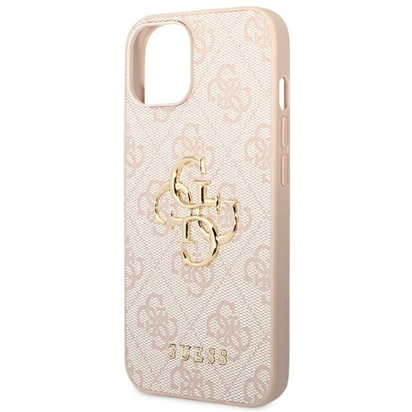 Guess iPhone 14 Plus - 4G Big Metal Logo Θήκη με Επένδυση Συνθετικού Δέρματος - Pink - GUHCP14M4GMGPI