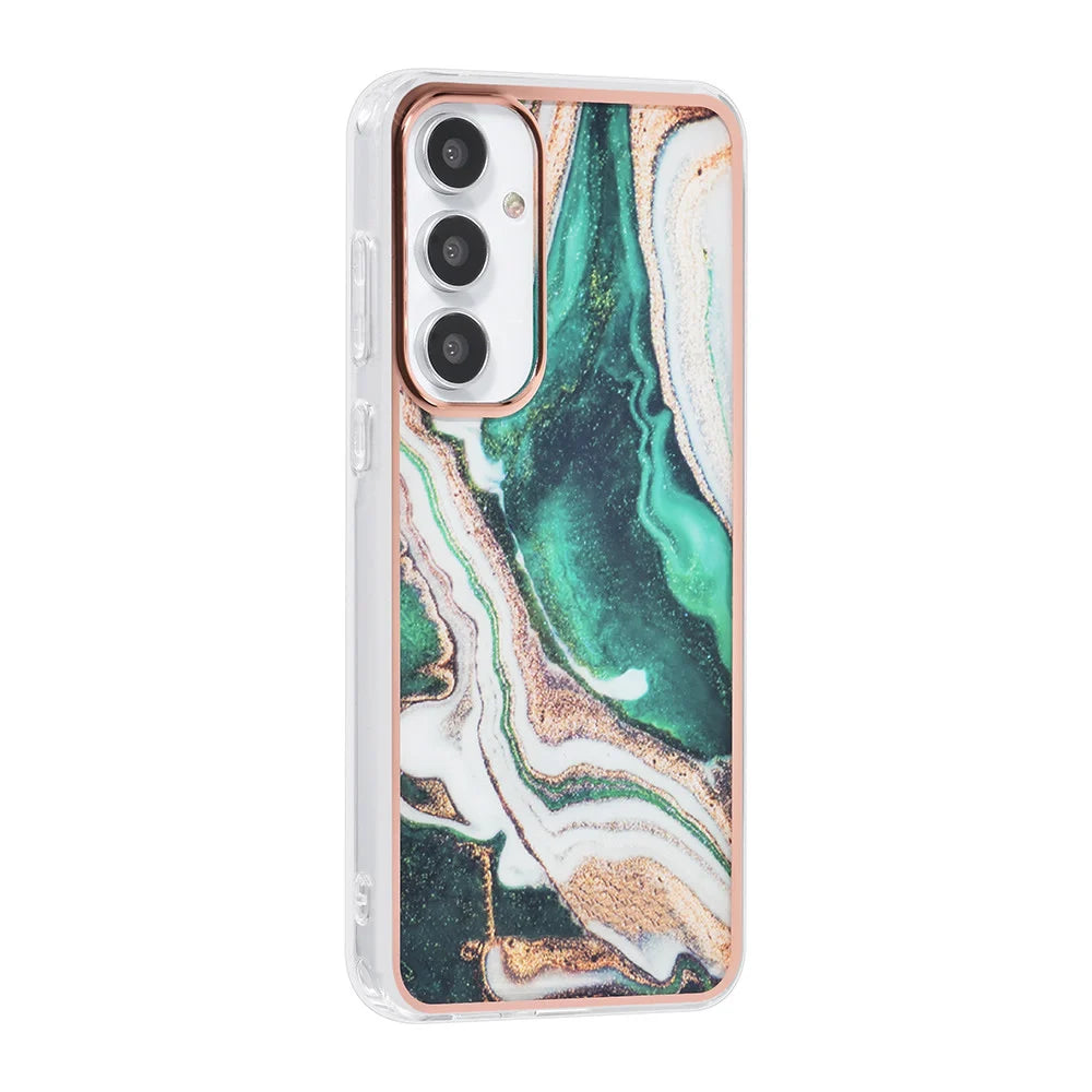 Tuniq Samsung Galaxy A55 5G - Σκληρή Θήκη με Πλαίσιο Σιλικόνης - Σχέδιο Μάρμαρο - Πράσινη