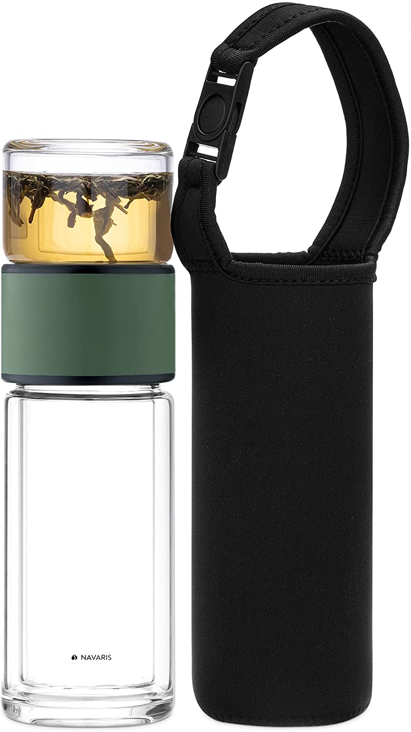 Navaris Glass Tea Bottle Γυάλινο Μπουκάλι Τσαγιού - 240ml - Green - 50094.02