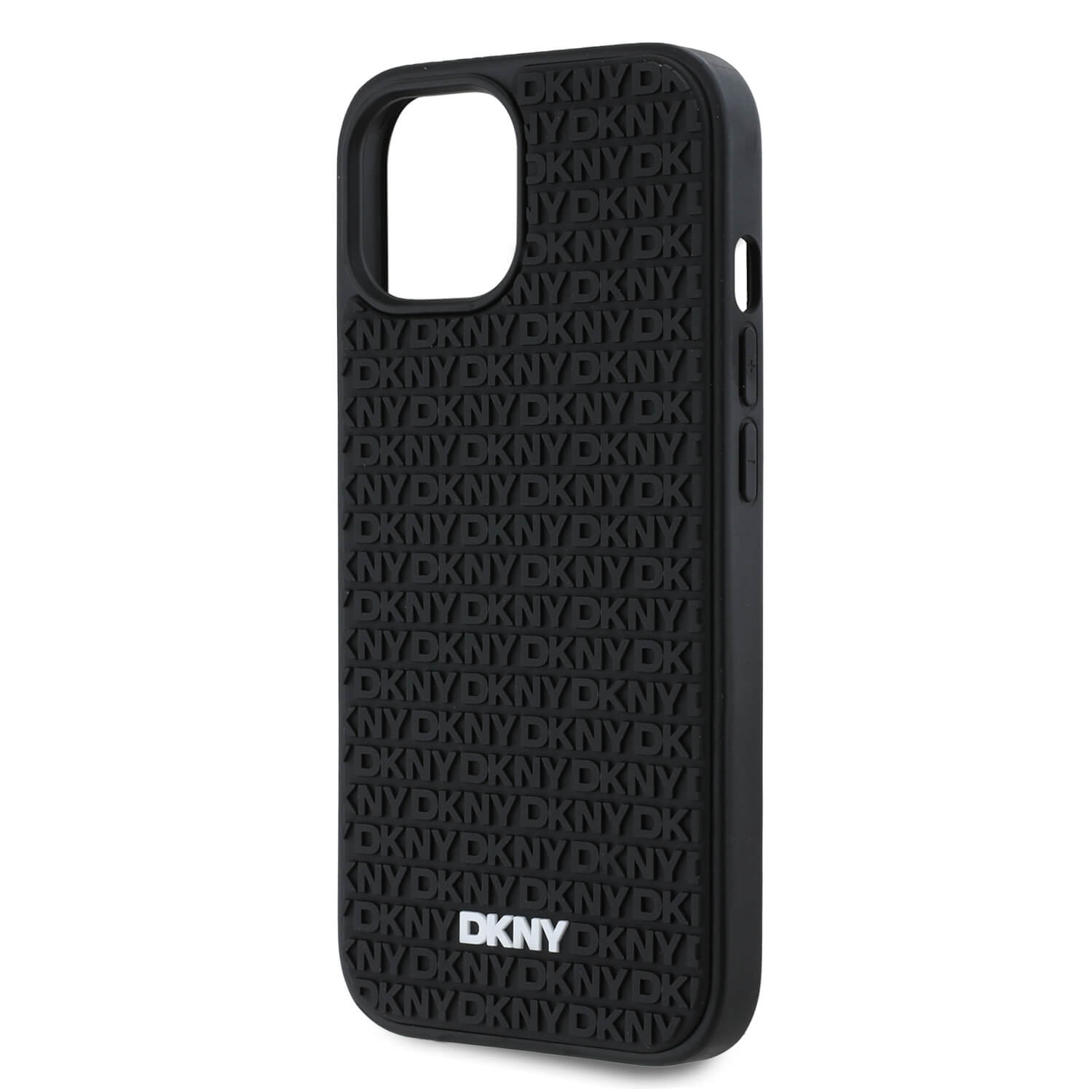 DKNY iPhone 15 / 14 / 13 - 3D Rubber Repeat Pattern - Σκληρή Θήκη με Επένδυση Συνθετικού Δέρματος - Black