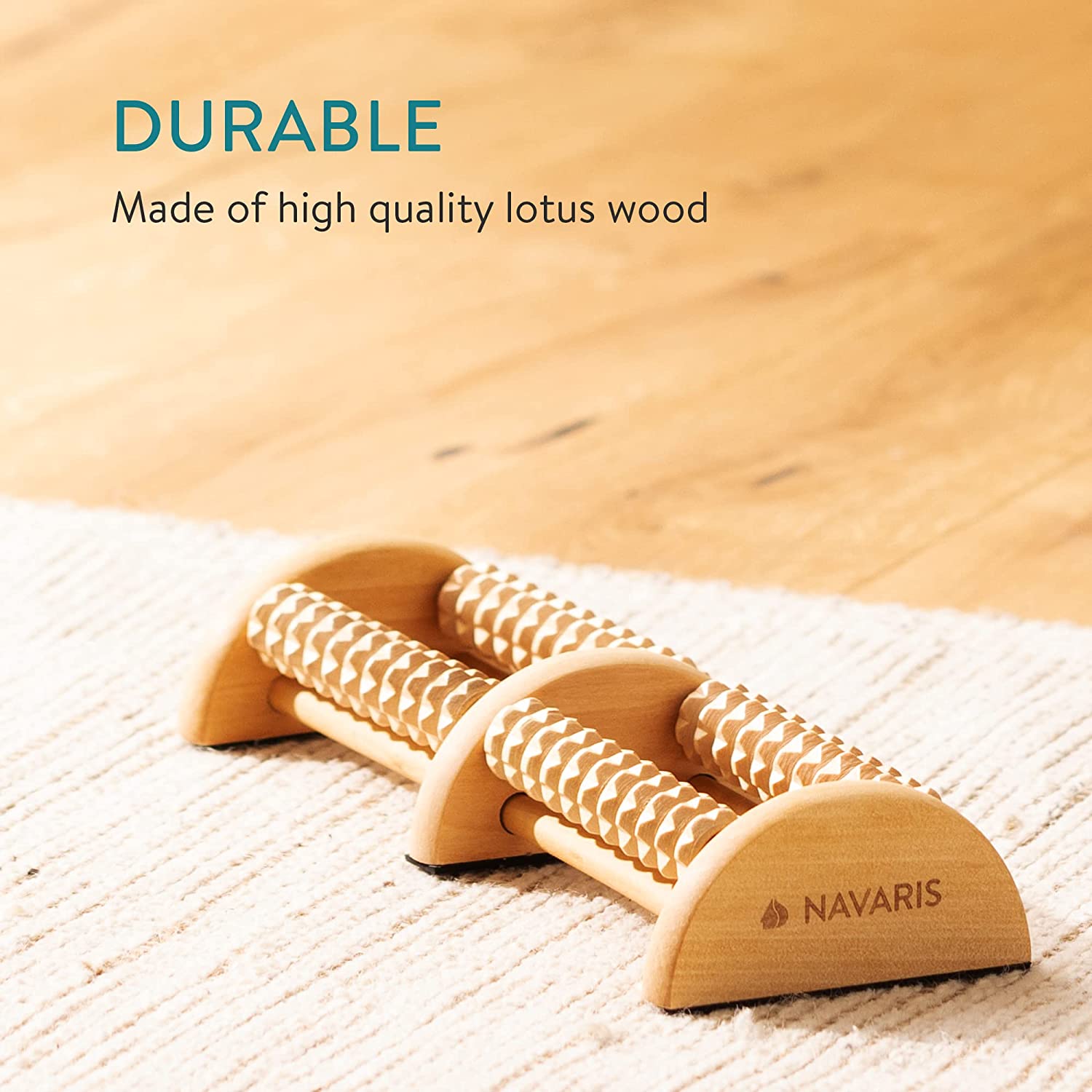 Navaris Ξύλινος Κύλινδρος Μασάζ Ποδιών - Light Brown - 58056.01