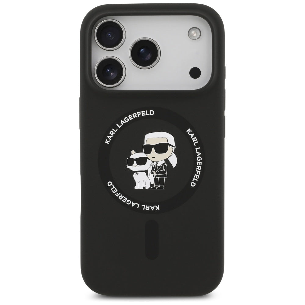 Karl Lagerfeld iPhone 17 Pro - Silicone Karl and Choupette Ring MagSafe Θήκη Σιλικόνης - Black - KLHMP17LSCMKCRHK