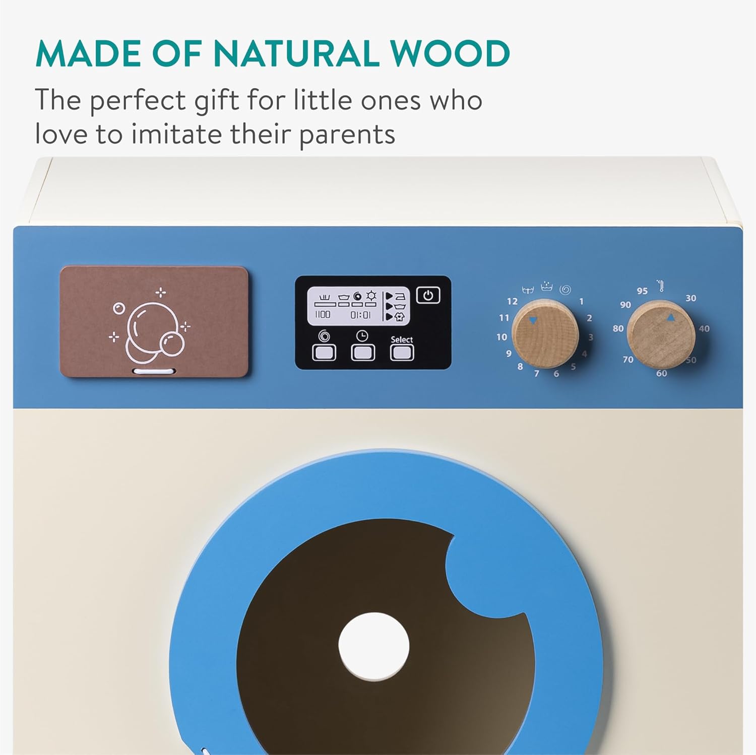 Navaris Ξύλινο Παιχνίδι Πλυντήριο και Σετ Πλυντηρίου - ‎Beige