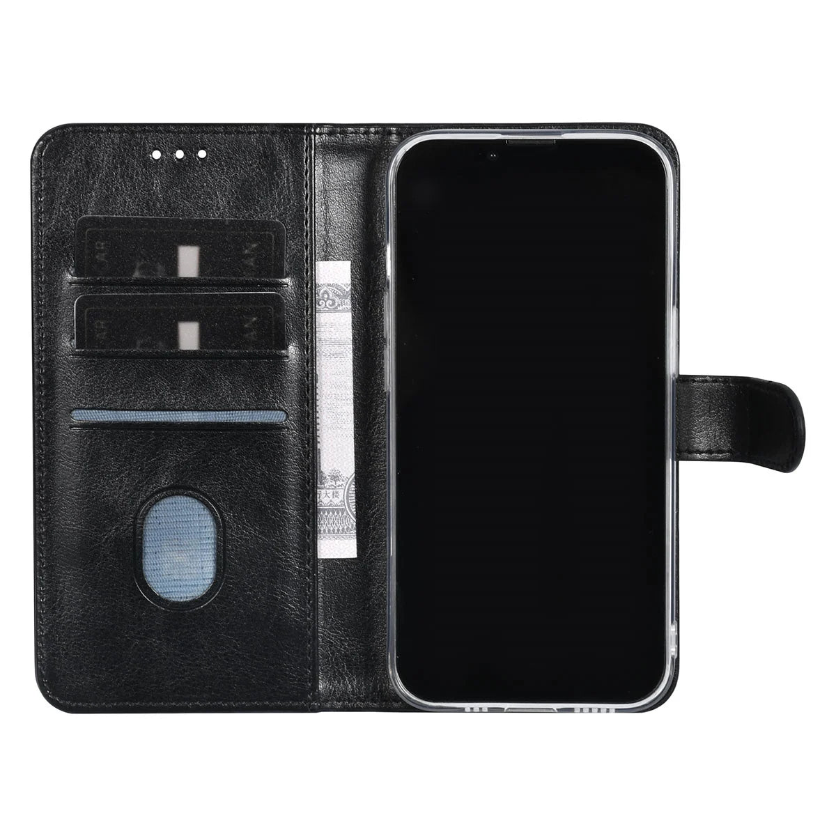 Tuniq iPhone 15 - Θήκη Πορτοφόλι Stand από Δερματίνη - Μαύρη