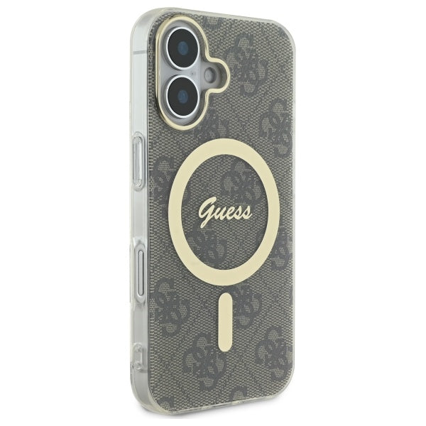 Guess iPhone 16 Plus - IML 4G MagSafe - Σκληρή Θήκη με Πλαίσιο Σιλικόνης - Brown - GUHMP16MH4STW